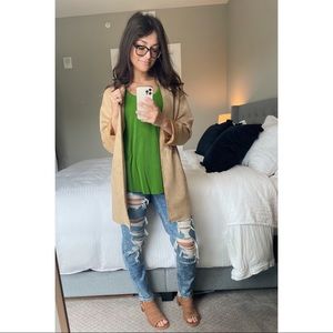 Adorable Suede Camel Colored Cardigan